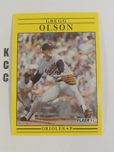 1991 Fleer MLB Baseball Baltimore Orioles #486 Gregg Olson - Foto 1 di 2