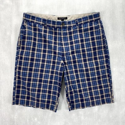 Banana Republic Plaid Bermuda Shorts Mens 34 blue checkered cotton chino - Изображение 1 из 4