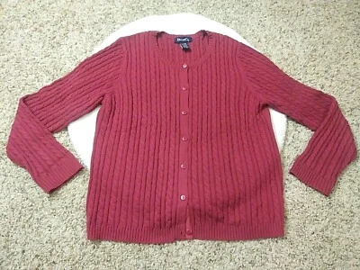 Suéter de malha Denim & Co feminino marrom vermelho com botões tamanho quente grande XL 1X - Imagem 1 de 4