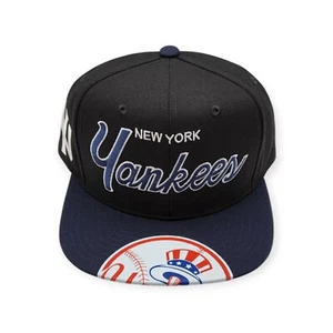 Mitchell & Ness New York Yankees Big Mouth Black/Navy Adjustable Snapback Hat - Picture 1 of 7