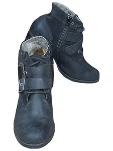 Caterpillar Womens Lace Black Combat Block Heel Criss Cross Buckle Bootie SZ 5.5 - Picture 1 of 8