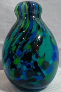 Green Blue Bud Vase Paperweight Pen Holder Art Glass Murano 4" - Picture 1 of 4