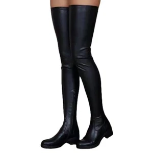 Sexy Womens Thigh High Stretch Boots Pointed Toe High Heels Zip Shoes Nightclub - Picture 1 of 9