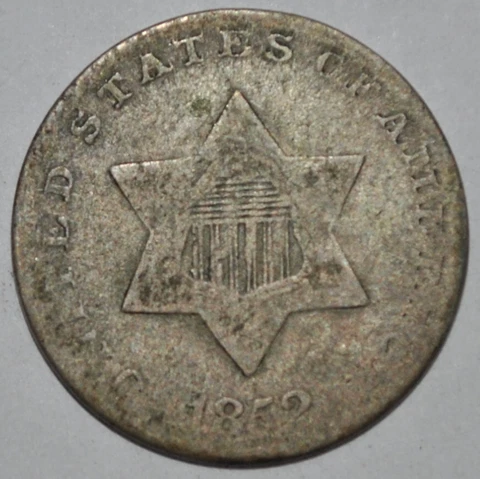 1852 Three Cent Silver 3c Trime  VG/Fine Cover