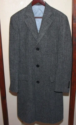Vintage Club Monaco Harris Tweed Overcoat Made in USA 36 Small Men UNION MADE - Image 1 of 4