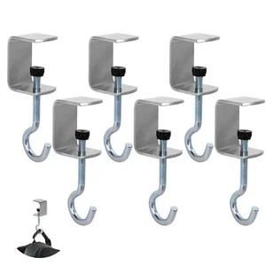 6pcs Desk Mount Bag Holder Hook Adjustable Under Table Purse Hook Metal Desk ... - Picture 1 of 6