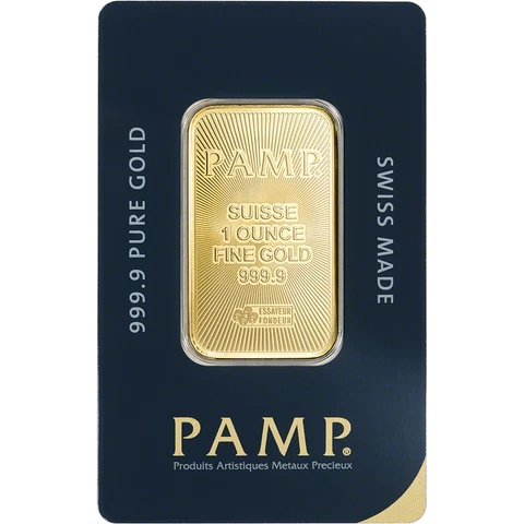 1 oz Gold Bar - PAMP Suisse - 999.9 Fine in Sealed Assay Cover
