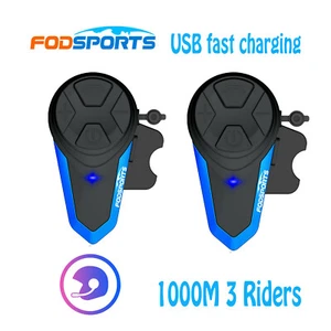 2X1000M Bluetooth Motorcycle Helmet Intercom 3 Riders Motorbike Headset FM BT-S3 - Foto 1 di 12