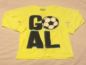 Boys Tee Shirt Sz XS 4-5 Neon Yellow Kids GOAL - Picture 1 of 1