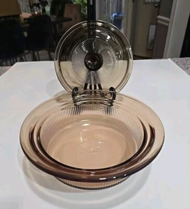 Corning Ware Visions V-30-B Round Amber Casserole With V1.5C Lid 24oz 750ml V30B - Picture 1 of 11
