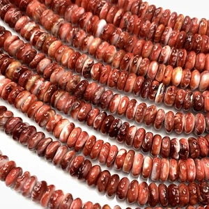 15.5"- Natural Red Spiny Oyster Shell 8mm Roundel Beads HQ, NEW DIY Sale - Bild 1 von 7