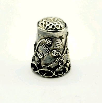 Vintage Ornate Thimble Signed Rancho Alegre Taxco Mexico Sterling Silver 4.5g - Image 1 of 4