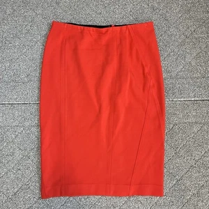 Ann Taylor Pencil Skirt Womens Size 8 Orange Elastic Waist Stretch Back Zip - Picture 1 of 9