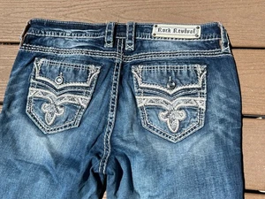 Rock Revival Jeans 32 Corin Easy Boot Bootcut Embellished Back Flap Womens - Picture 1 of 13