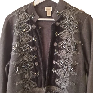 Chico's Womens Black Sweater with Trimmings & Beads Embellishments - US Size 16 - Picture 1 of 12