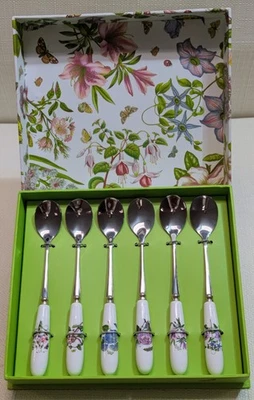 Juego de seis cucharaditas de té Portmeiron Botanic Garden 6" nuevas en caja Foto 1 de 4
