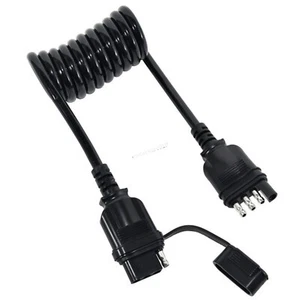 4-Way Trailer Light Extension Wire Connector 5 Feet Stretchable Coiled Cable - Picture 1 of 7