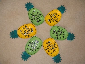 Set of 6 Get Your Fruit On HD designs plates pineapple yellow/green acrylic - Picture 1 of 3