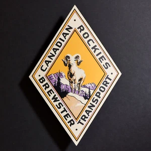 Kofferetikett *** ORIGINAL VINTAGE *** Brewster Transport Canada Rockies - Bild 1 von 2