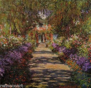 Pathway in Monet's Garden at Giverny Claude Monet Handmade Oil Painting Repro - Picture 1 of 1
