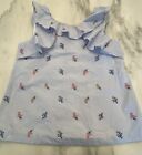 JANIE and JACK  Ruffle Sleeveless Top - Blue cotton Floral Girls  10 summer