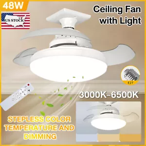 48W E27 LED Ceiling Fan with Light Remote Control Dimmable Bedroom Living Room - Picture 1 of 24