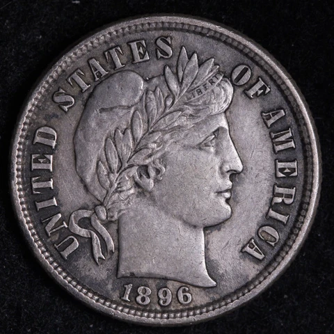 1896/96 RPD Barber Silver Dime CHOICE AU+/UNC E240 AVBM Cover