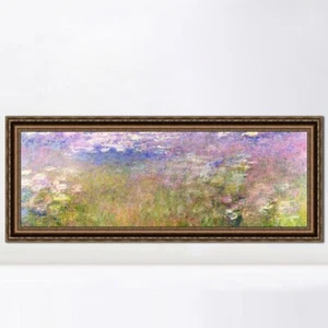 "Lona enmarcada Obra de Arte Lirio de Agua #34 de Claude Monet Decoración de Arte de Pared 16"x36" - Imagen 1 de 5
