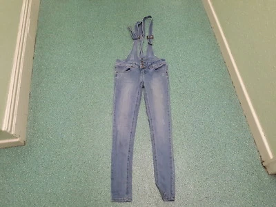 Rainbow Size 6 Leg 31" Faded Medium Blue Ladies Denim Dungarees - Image 1 of 4