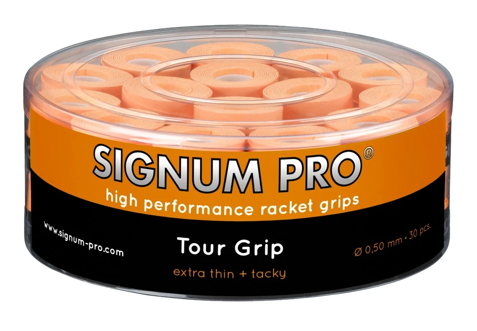 Signum Pro - Tour Grip - Tennis Badminton Overgrip 0,50 mm - 30er Box - orange