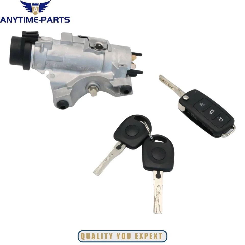 For Audi 00-06 TT Ignition Lock Cylinder Assembly With Key Shells 4B0905851P - Image 1 of 4