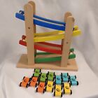 Wooden Car Ramp Race 4 Level Includes 12 Wooden Toy Cars - Ramp Race Track
