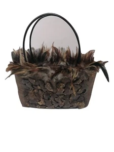 Stunning East Brown Feather Handbag - Picture 1 of 12