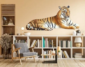 3D Golden Tiger A452 Animal Wallpaper Mural Poster Wall Stickers Decal Zoe - Picture 1 of 5