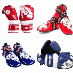 TOPTEN SUPER-LIGHT RED BLUE Glove Boot Switch strap WAKO KARATE SAFETY GEAR SET - Picture 1 of 5