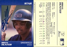 Brian Hunter Signed 1989 Star #35 Card Greenville Braves Auto AU