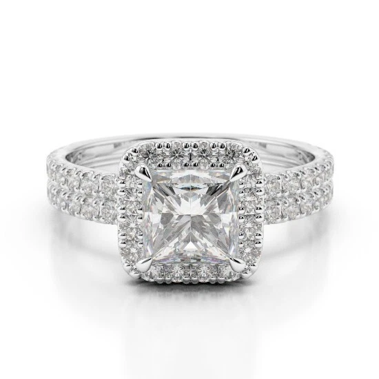 1.68 Ct Princess Cut Lab Created Diamond Engagement Ring 14K White Gold Size 7 - Image 1 of 4