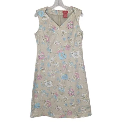 OSCAR an Oscar De La Renta Company sleeveless summer floral beige size 10 - Image 1 of 4