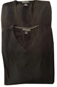 Lot of 2 Banana Republic Luxury V Neck Sweater Silk Cashmere Cotton Black - Picture 1 of 2