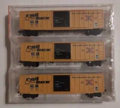 N Scale Micro Trains MTL 25502 RAILBOX Restenciled Missouri Pacific 3-Pack. NEW. - Image 1 of 2