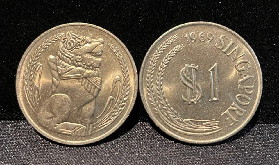 SINGAPORE $1 Dollar 1969, KM#6, Y6, Large Copper Nickel, Merlion, UNC Grade. A9 - Image 1 of 1