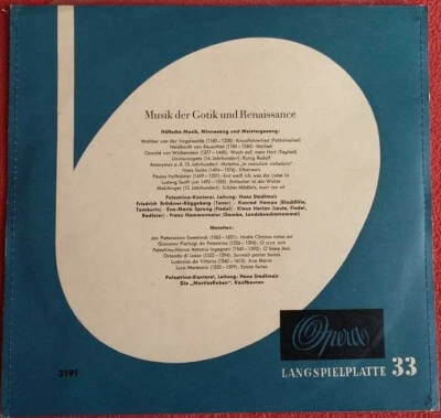 Musik der Gotik und Renaissance / Höfische Musik / Matetten 10" EP Opera 3191 - Bild 1 von 2