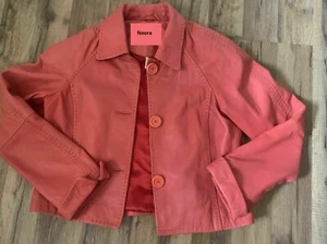 NOORA Lambskin Leather Soft Jacket Coral Pink Color Womens Jacket NR59 - Picture 1 of 6