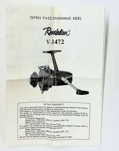 Revelation Open Face Spinning Reel V-1472 Parts Manual - Picture 1 of 3