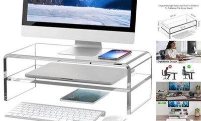 Clear Acrylic Monitor Stand Riser 2 Tier, 5.12 Inches High Clear Computer Desk  - Image 1 of 4