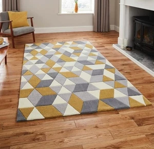 Embossed Tringle Hand Tufted, Geometrical Design Woollen Carpets Export Quality - Picture 1 of 5