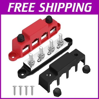 12V Bus Bar w/ 4 x 5/16" Studs - Marine Terminal Block - Image 1 of 4