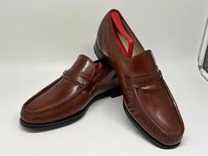 Florsheim Loafers Brown Leather Round Apron Pinch Toe Slip On Shoes Size 10 E - Picture 1 of 23