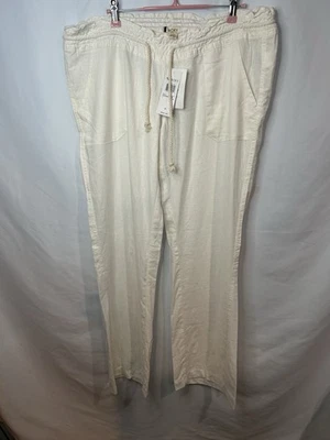 Nuevo con etiquetas Pantalón Roxy Oceanside Mujer’s Lino Blanco Relajado Boardrider Talla XL Foto 1 de 4