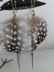 Feather Earrings Large Long Dangle Drop - Picture 1 of 2